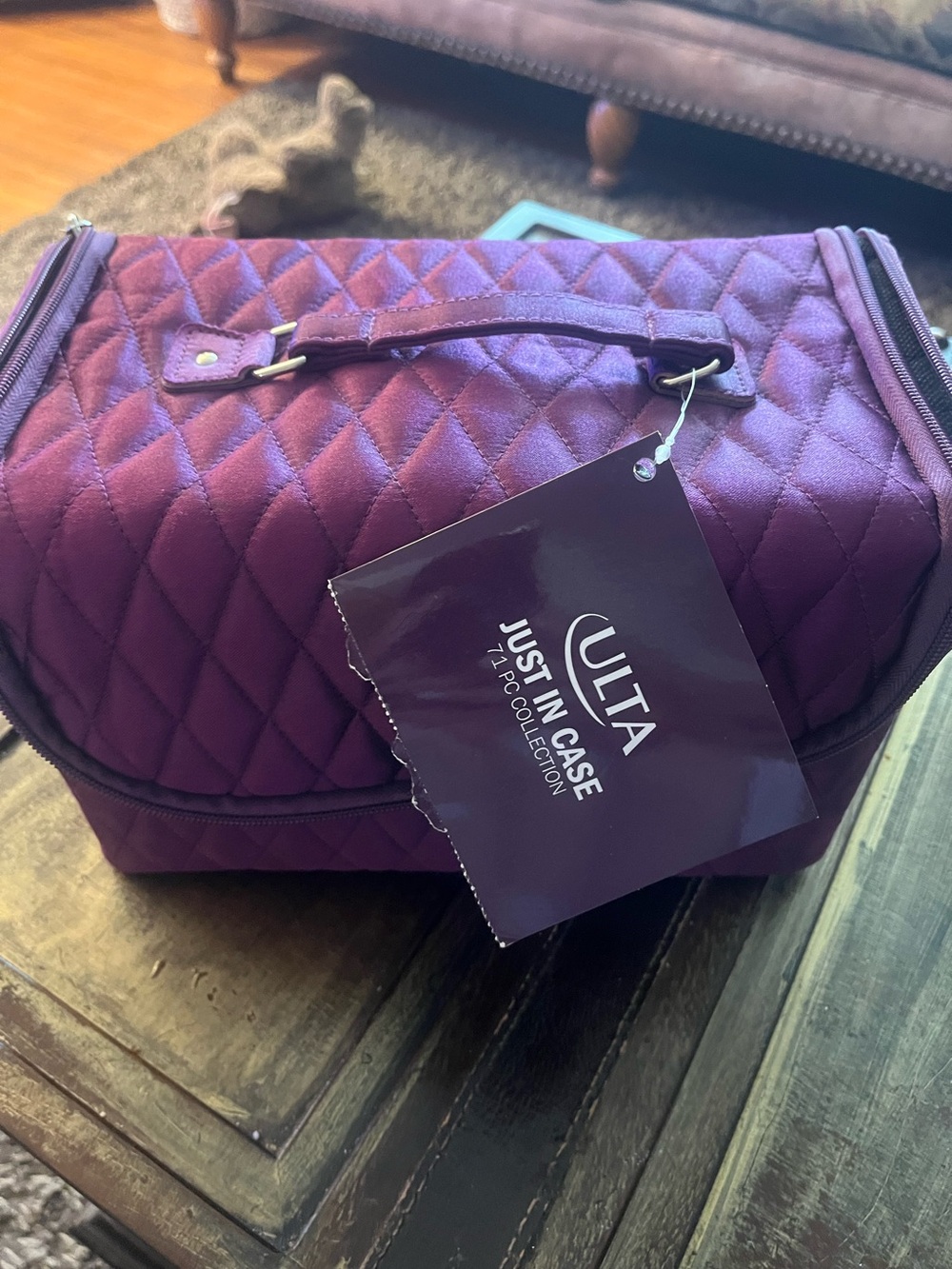 Ulta Beauty Quilted Cosmetic Case in Purple